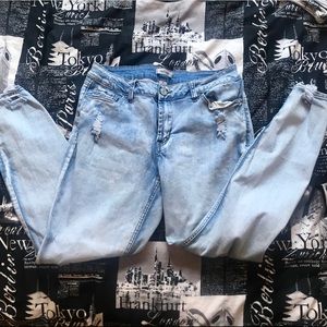 Charlotte Russe Mid-rise Distressed Jeans